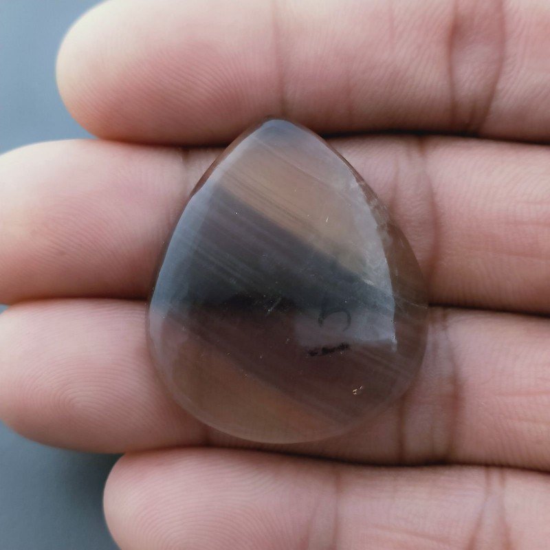 Fluorite Naturale Forma Goccia Piatto Cabochon Liscio Fatto a Mano 33X29X6mm 10,10gm