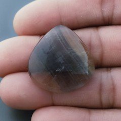Fluorite Naturale Forma Cuore Piatto Cabochon Liscio Fatto a Mano 29X28X6,7mm 9,50gm 1pz