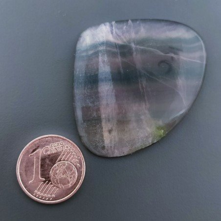 Fluorite Naturale Forma Cuore Piatto Cabochon Liscio Fatto a Mano 41X33X4mm 10,80gm 1pz