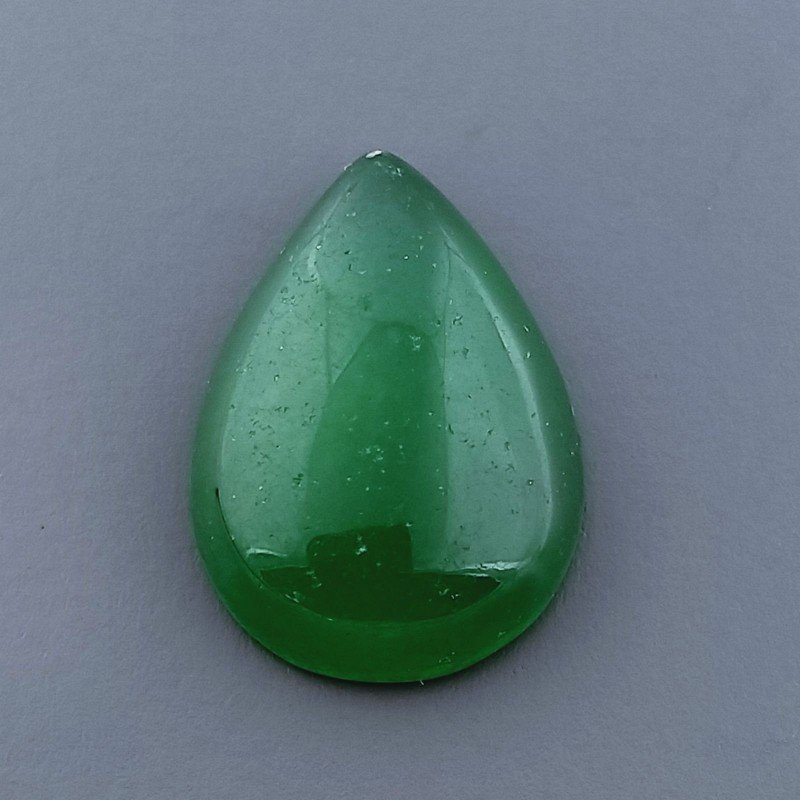 Giada Verde Naturale Forma Goccia Piatto Cabochon Liscio Fatto a Mano 7X12X6mm 8,15 Carati 1pz