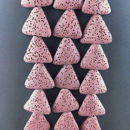 Pietra Lavica Rosso Porpora in Perline Forma Triangolo Piatto Liscio Foro Passante 24mm