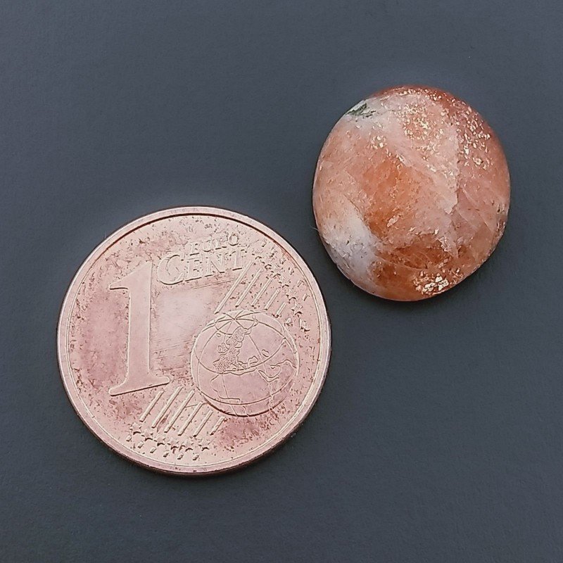 Cabochon di Pietra di Sole Eliolite Naturale Ovale, Piatto e Liscio, 13x11x5 mm, 5,05 ct, Fatto a Mano