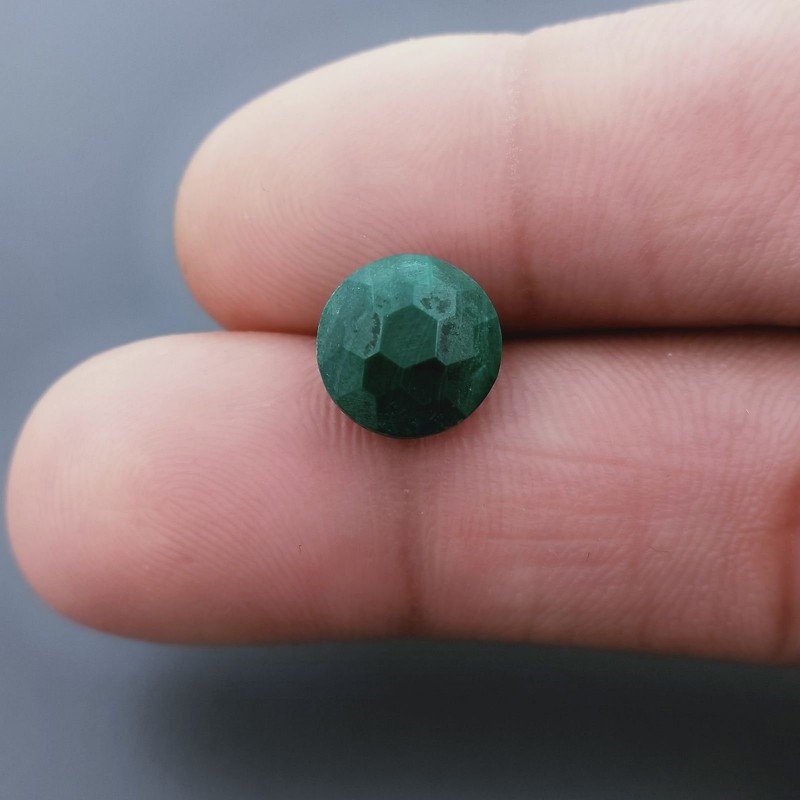 Malachite (A) Tondo Briolette Sfaccettato A Mano 10X10X5mm 5,55CT