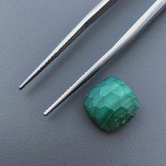 Malachite (A) Quadrata Briolette Sfaccettato A Mano 10X10X6mm 7CT