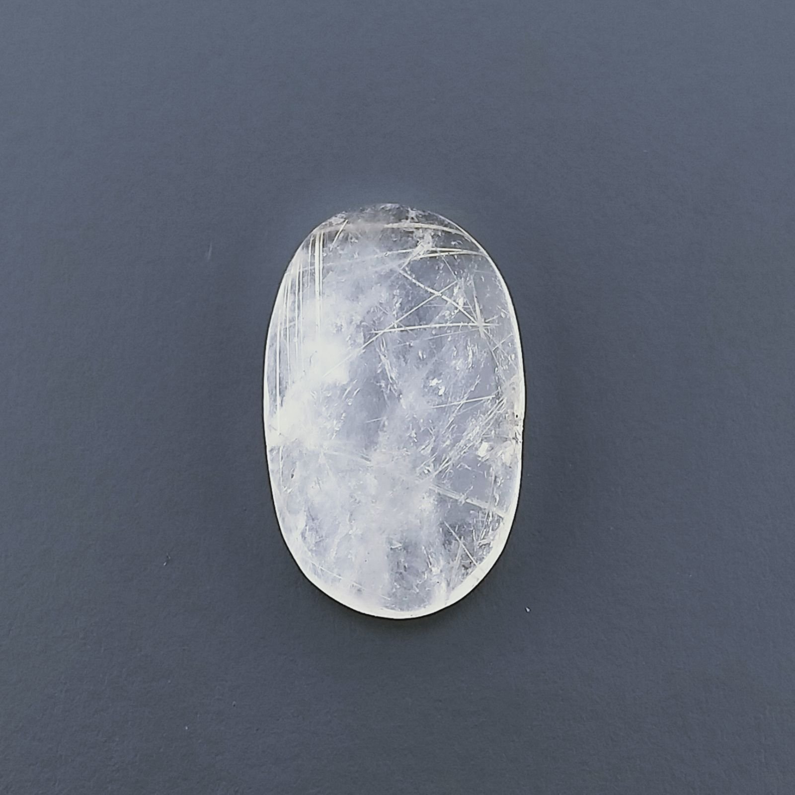 Quarzo Rutilato Oro Naturale Forma Ovale Piatto Cabochon Liscio Fatto a Mano 15X9X4mm 5,25 Carati 1pz