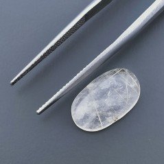 Cabochon di Quarzo Rutilato Oro Naturale Ovale, Piatto e Liscio, 15x9x4 mm, 5,25 ct, Fatto a Mano Cabochon di Quarzo Rutilato Oro Naturale Ovale, Piatto e Liscio, 15x9x4 mm, 5,25 ct, Fatto a Mano
