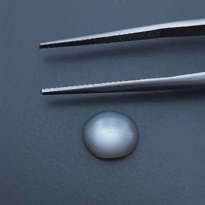 Pietra Di Luna Grigia Naturale Forma Ovale Piatto Cabochon Liscio Fatto a Mano 9X8X4mm 2,50 Carati 1pz