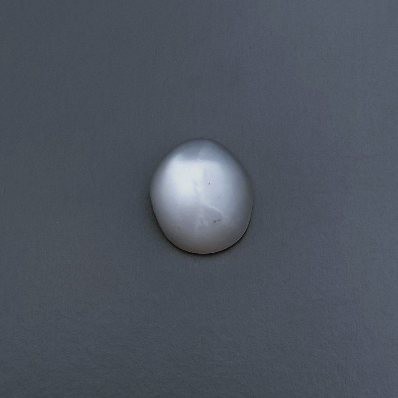 Cabochon di Pietra di Luna Grigia Naturale Ovale, Piatto e Liscio, 9x8x4 mm, 2,50 ct, Fatto a Mano