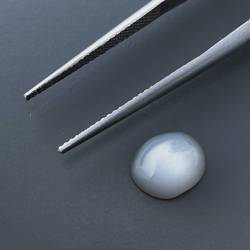 Pietra Di Luna Grigia Naturale Forma Ovale Piatto Cabochon Liscio Fatto a Mano 9X8X4mm 2,50 Carati 1pz