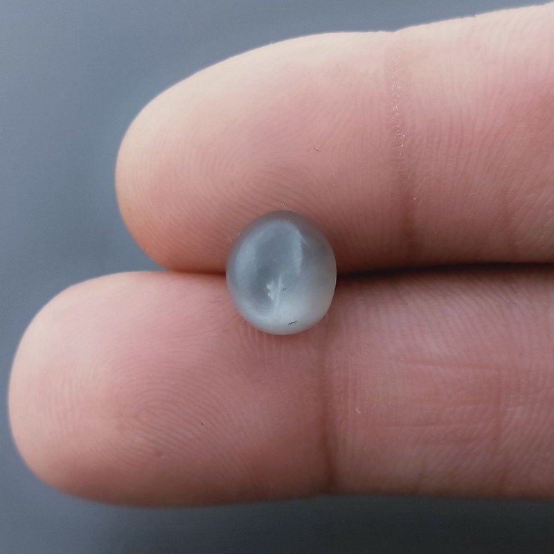 Pietra Di Luna Grigia Naturale Forma Ovale Piatto Cabochon Liscio Fatto a Mano 9X8X4mm 2,50 Carati 1pz
