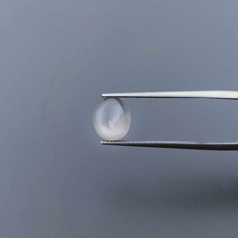 Pietra Di Luna Grigia Naturale Forma Ovale Piatto Cabochon Liscio Fatto a Mano 9X8X4mm 2,50 Carati 1pz
