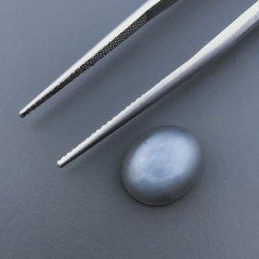 Cabochon di Pietra di Luna Grigia Naturale Ovale, Piatto e Liscio, 10x9x5 mm, 3,70 ct, Fatto a Mano
