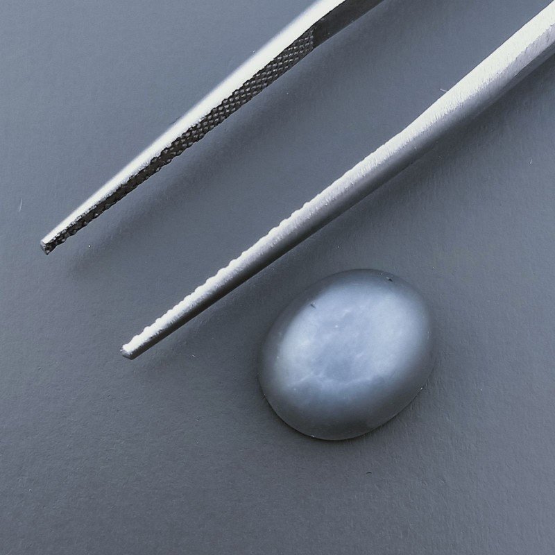 Pietra Di Luna Grigia Naturale Forma Ovale Piatto Cabochon Liscio Fatto a Mano 10X9X5mm 3,70 Carati 1pz