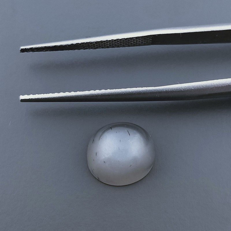 Pietra Di Luna Grigia Naturale Forma Ovale Piatto Cabochon Liscio Fatto a Mano 12X9X5mm 4,80 Carati 1pz