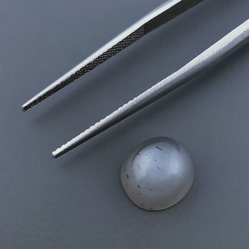 Pietra Di Luna Grigia Naturale Forma Ovale Piatto Cabochon Liscio Fatto a Mano 12X9X5mm 4,80 Carati 1pz