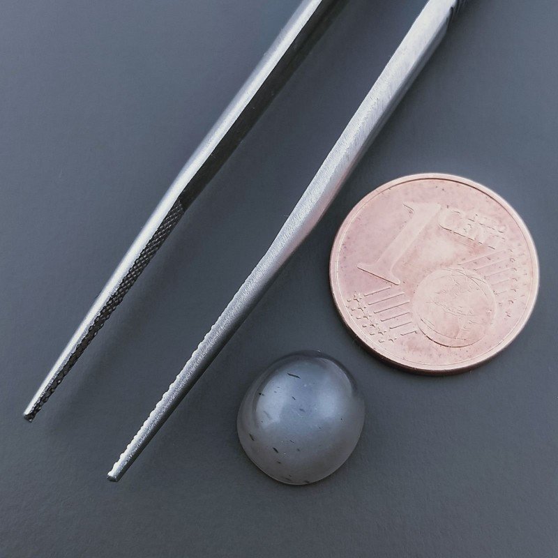 Pietra Di Luna Grigia Naturale Forma Ovale Piatto Cabochon Liscio Fatto a Mano 12X9X5mm 4,80 Carati 1pz