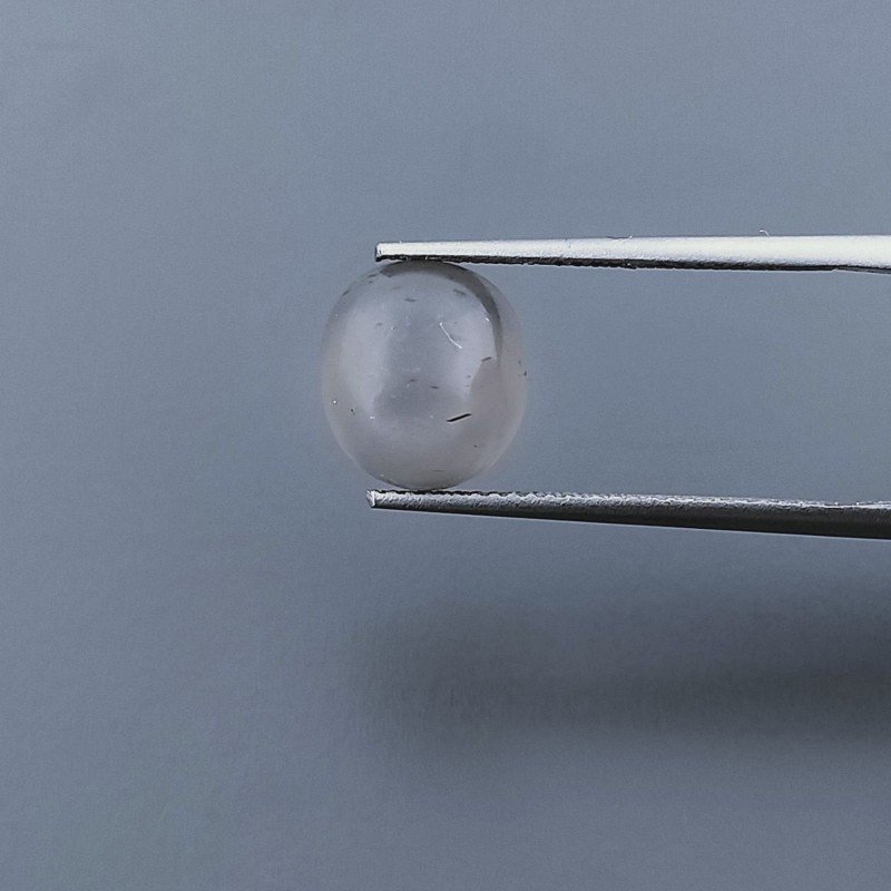 Pietra Di Luna Grigia Naturale Forma Ovale Piatto Cabochon Liscio Fatto a Mano 12X9X5mm 4,80 Carati 1pz