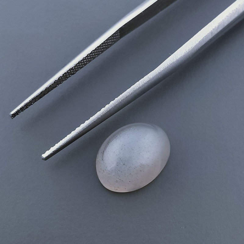Pietra Di Luna Grigia Naturale Forma Ovale Piatto Cabochon Liscio Fatto a Mano 11X8X6mm 4,80 Carati 1pz