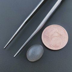Cabochon di Pietra di Luna Grigia Naturale Ovale, Piatto e Liscio, 11x8x6 mm, 4,80 ct, Fatto a Mano