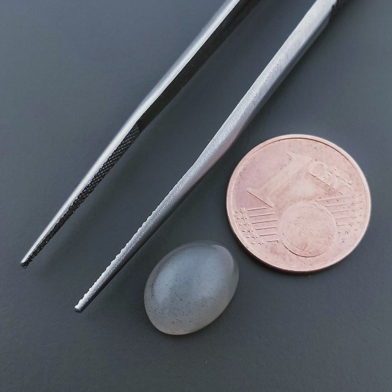 Pietra Di Luna Grigia Naturale Forma Ovale Piatto Cabochon Liscio Fatto a Mano 11X8X6mm 4,80 Carati 1pz