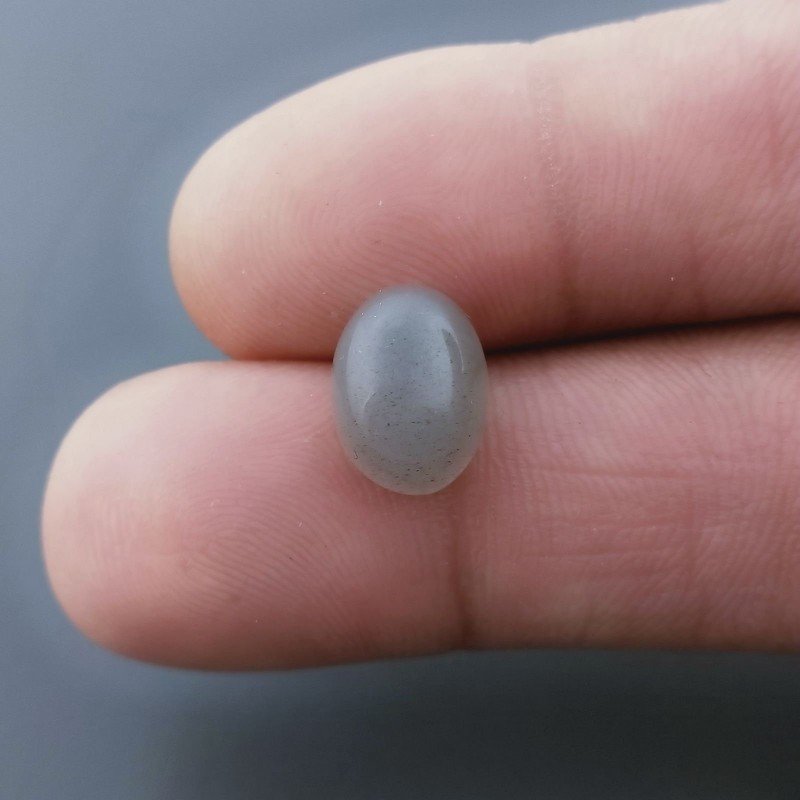 Pietra Di Luna Grigia Naturale Forma Ovale Piatto Cabochon Liscio Fatto a Mano 11X8X6mm 4,80 Carati 1pz