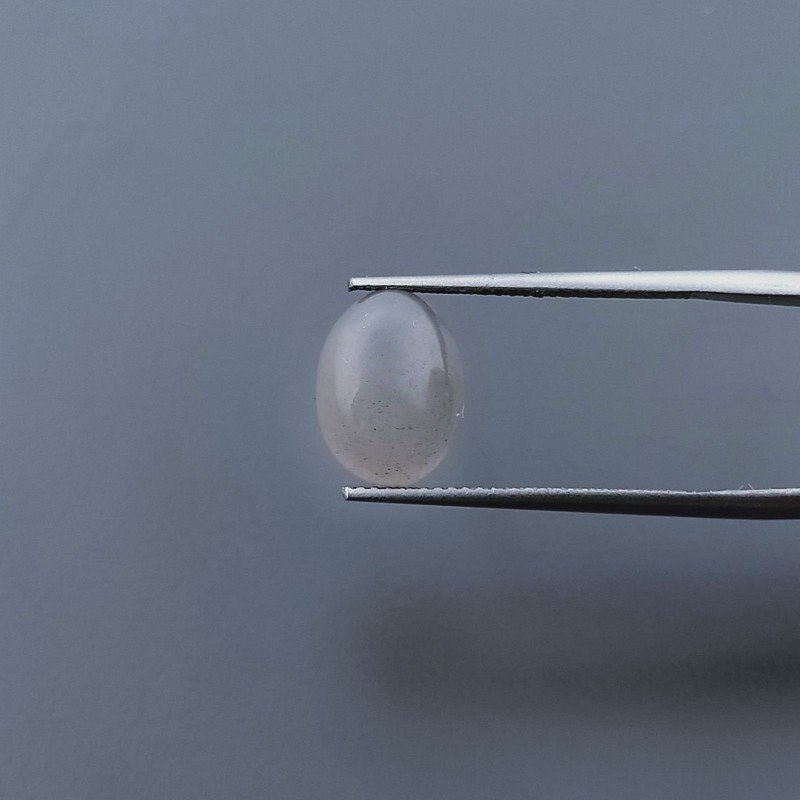 Pietra Di Luna Grigia Naturale Forma Ovale Piatto Cabochon Liscio Fatto a Mano 11X8X6mm 4,80 Carati 1pz
