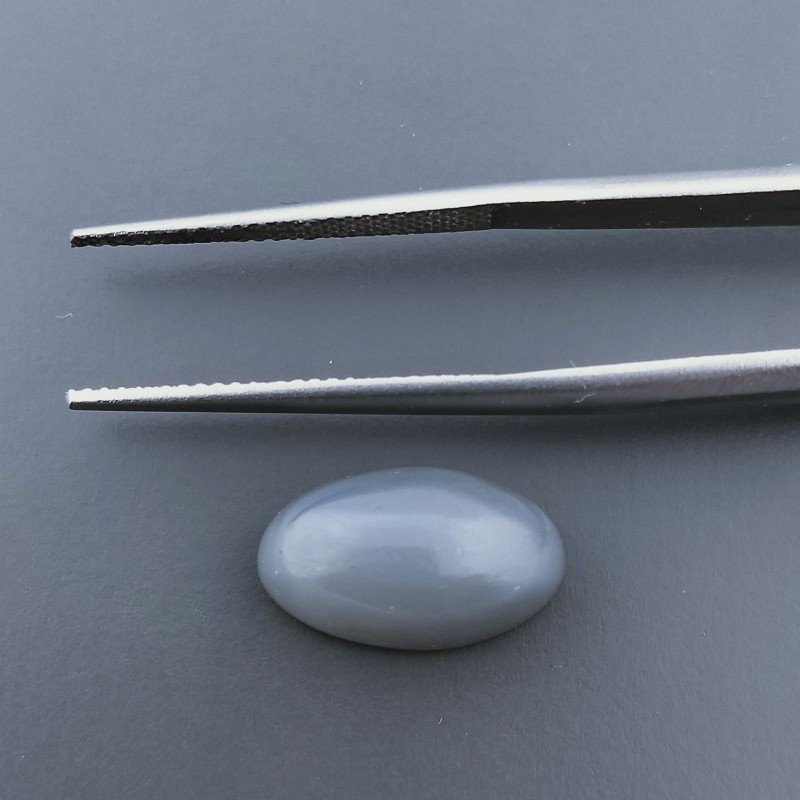 Pietra Di Luna Grigia Naturale Forma Ovale Piatto Cabochon Liscio Fatto a Mano 14X8X6mm 5,70 Carati 1pz