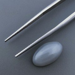 Cabochon di Pietra di Luna Grigia Naturale Ovale, Piatto e Liscio, 14x8x6 mm, 5,70 ct, Fatto a Mano