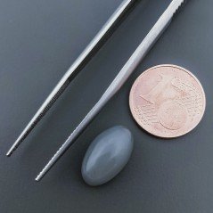 Cabochon di Pietra di Luna Grigia Naturale Ovale, Piatto e Liscio, 14x8x6 mm, 5,70 ct, Fatto a Mano