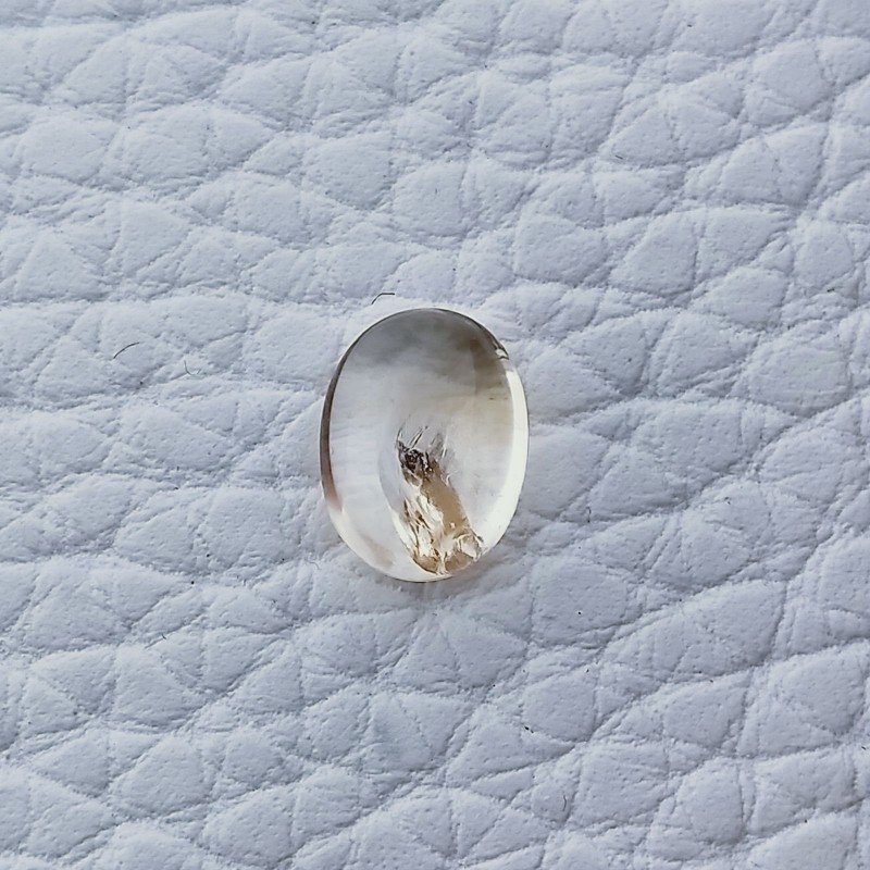 Cabochon di Quarzo Citrino Naturale Ovale, Piatto e Liscio, 9x7x4 mm, 2,05 ct, Fatto a Mano
