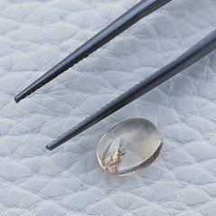 Cabochon di Quarzo Citrino Naturale Ovale, Piatto e Liscio, 9x7x4 mm, 2,05 ct, Fatto a Mano