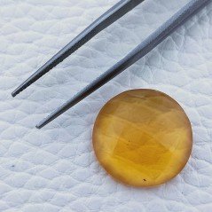 Topazio Citrino Idrotermale Forma Tondo Piatto Cabochon Sfaccettata Fatto a Mano 18X18X7mm 15,20 Carati 1pz