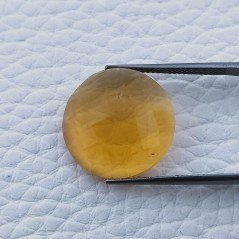 Topazio Citrino Idrotermale Forma Tondo Piatto Cabochon Sfaccettata Fatto a Mano 18X18X7mm 15,20 Carati 1pz