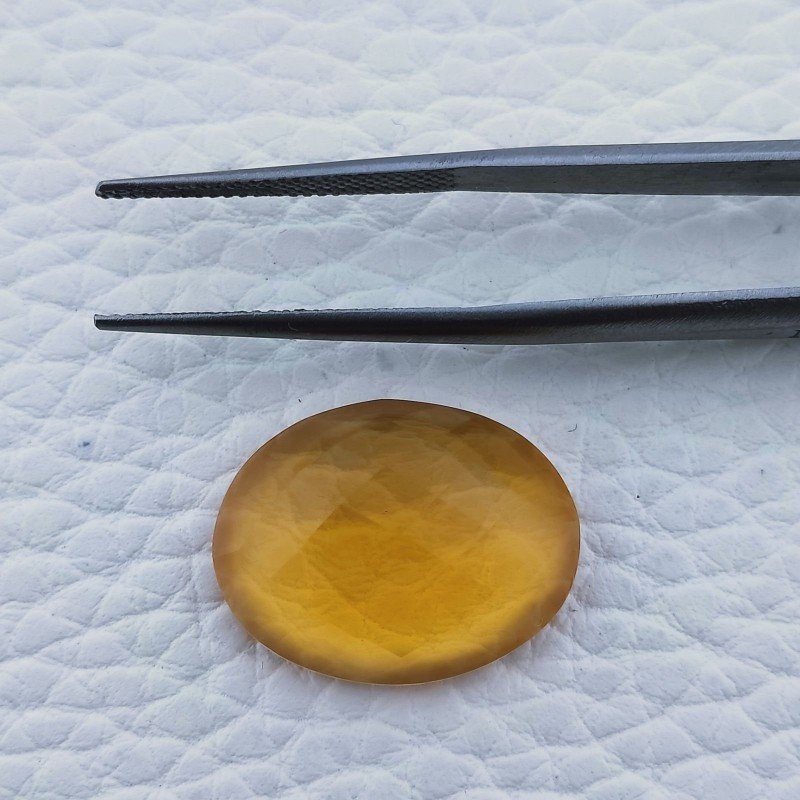 Topazio Citrino Idrotermale Forma Ovale Piatto Cabochon Sfaccettata Fatto a Mano 19X15X7mm 14,10 Carati 1pz Topazio Citrino Idrotermale Forma Ovale Piatto Cabochon Sfaccettata Fatto a Mano 19X15X7mm 14,10 Carati 1pz