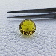 Quarzo Limone Idrotermale Taglio Tondo Sfaccettata a Mano Gemma Sciolta 13X13X7mm 8,30 Carati 1pz