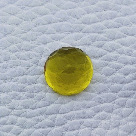 Quarzo Limone Idrotermale Taglio Tondo Sfaccettata a Mano Gemma Sciolta 13X13X7mm 8,30 Carati 1pz