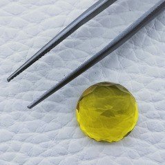 Quarzo Limone Idrotermale Taglio Tondo Sfaccettata a Mano Gemma Sciolta 13X13X7mm 8,30 Carati 1pz