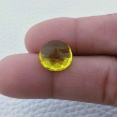 Quarzo Limone Idrotermale Taglio Tondo Sfaccettata a Mano Gemma Sciolta 13X13X7mm 8,30 Carati 1pz
