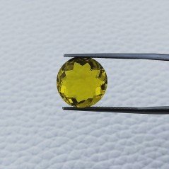 Quarzo Limone Idrotermale Taglio Tondo Sfaccettata a Mano Gemma Sciolta 13X13X7mm 8,30 Carati 1pz