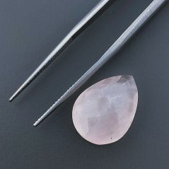 Quarzo Rosa Naturale Taglio Goccia Briollette Cabochon Sfaccettato a Mano 17X13X6mm 9,25 Carati 1pz