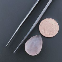 Quarzo Rosa Naturale Taglio Goccia Briollette Cabochon Sfaccettato a Mano 17X13X6mm 9,25 Carati 1pz
