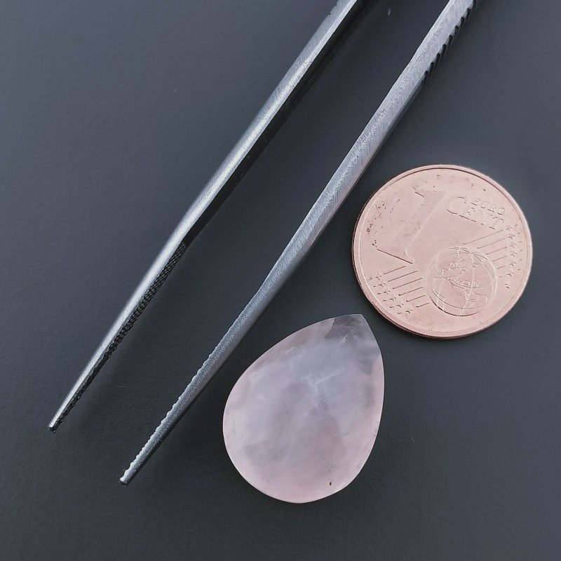 Quarzo Rosa Naturale Taglio Goccia Briollette Cabochon Sfaccettato a Mano 17X13X6mm 9,25 Carati 1pz