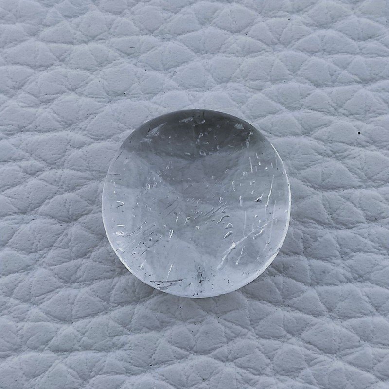 Cabochon di Cristallo di Rocca Naturale Tondo, Piatto e Liscio, 17x17x9 mm, 21,95 ct, Fatto a Mano