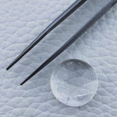 Cabochon di Cristallo di Rocca Naturale Tondo, Piatto e Liscio, 17x17x9 mm, 21,95 ct, Fatto a Mano