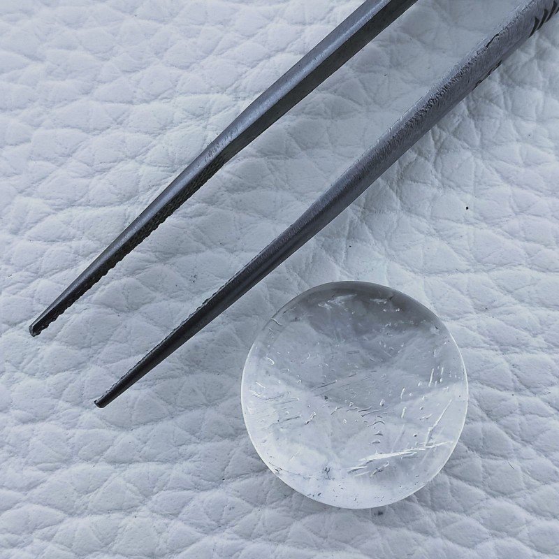 Cristallo Di Rocca Naturale Forma Tondo Piatto Cabochon Liscio Fatto a Mano 17X17X9mm 21,95 Carati 1pz