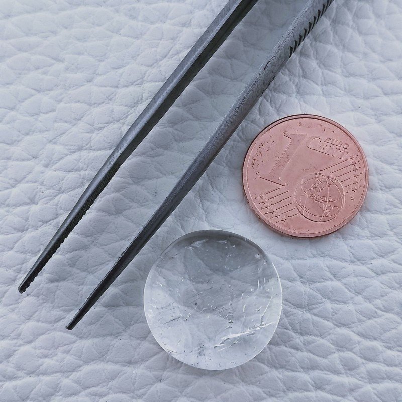 Cristallo Di Rocca Naturale Forma Tondo Piatto Cabochon Liscio Fatto a Mano 17X17X9mm 21,95 Carati 1pz