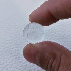 Cabochon di Cristallo di Rocca Naturale Tondo, Piatto e Liscio, 17x17x9 mm, 21,95 ct, Fatto a Mano