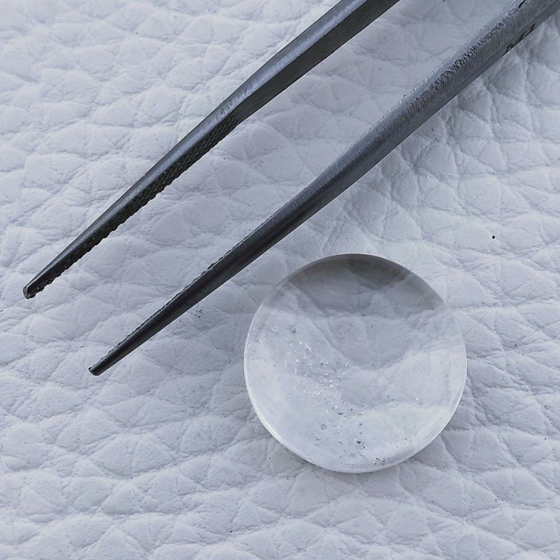 Cristallo Di Rocca Naturale Forma Tondo Piatto Cabochon Liscio Fatto a Mano 15mm 1pz