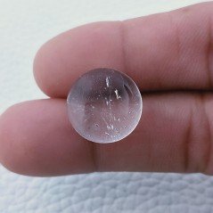 Cristallo Di Rocca Naturale Forma Tondo Piatto Cabochon Liscio Fatto a Mano 16X16X8mm 16,85 Carati 1pz