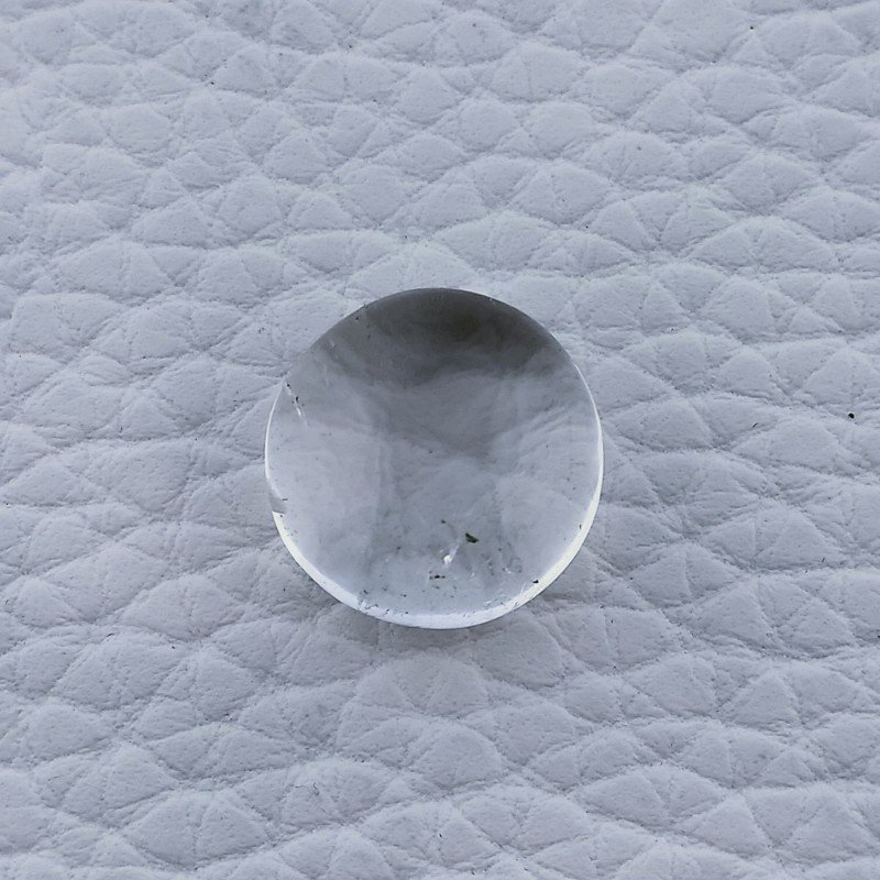 Cabochon di Cristallo di Rocca Naturale Tondo, Piatto e Liscio, 13x13x8 mm, 12,85 ct, Fatto a Mano
